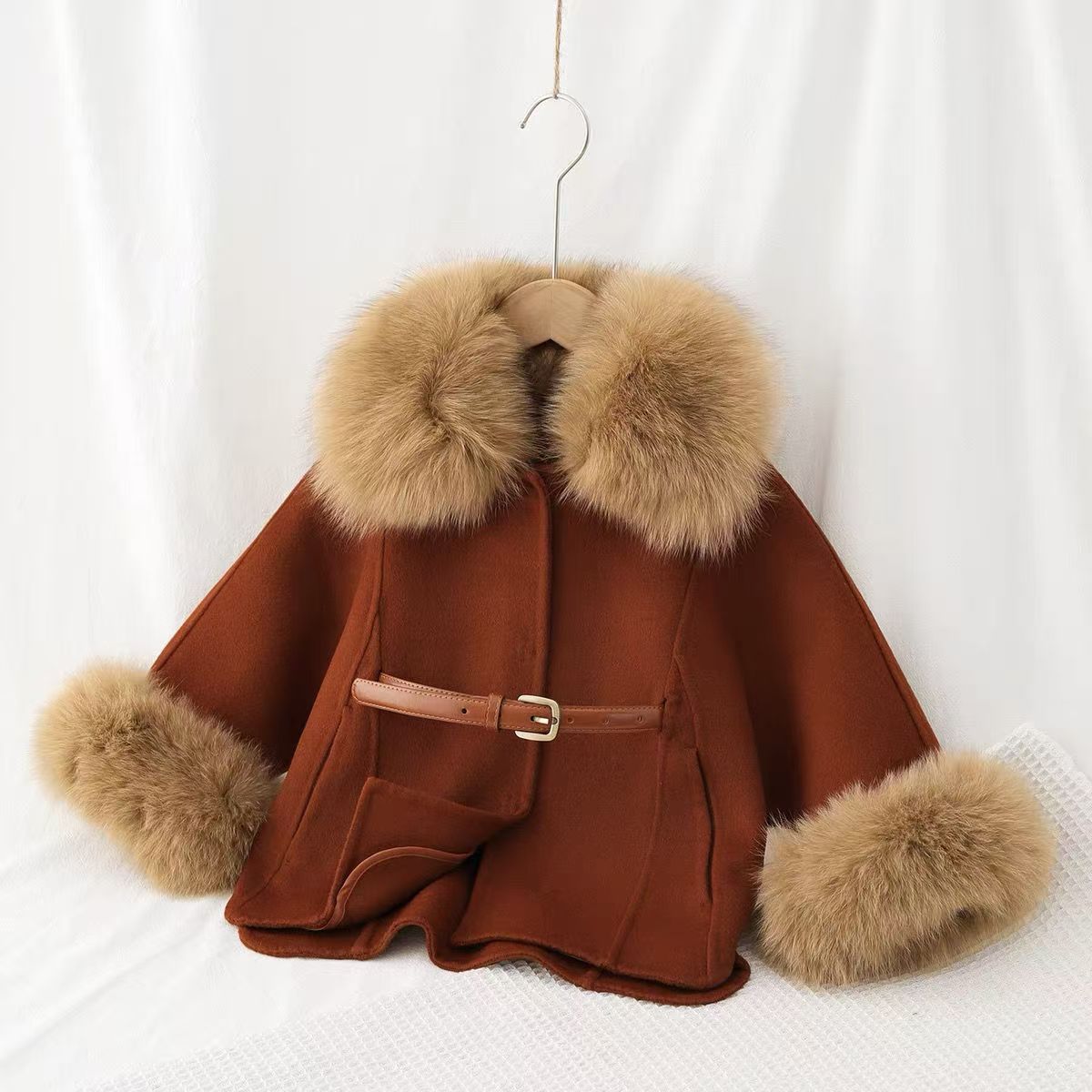 Baby Clothing High End - Kız Çocuk Çift Taraflı Yünlü Kaban